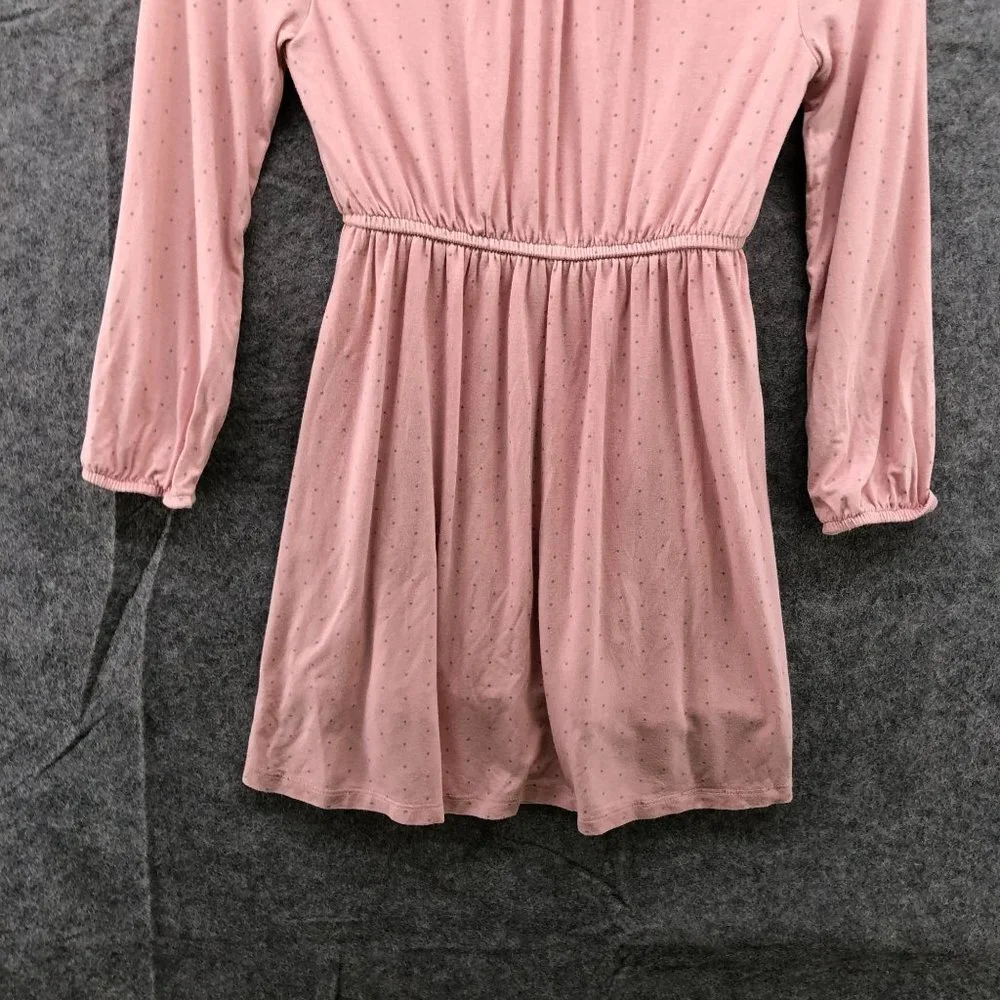 GAP Girls S 6-7 Long Sleeve Dress Pink Polka Dot A-Line‎ Knit